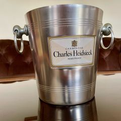 French Aluminum Champagne Ice Bucket Cooler Heidseick 1970