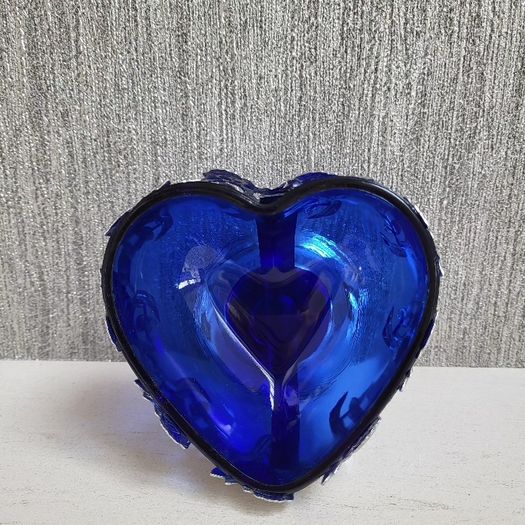 Cobalt blue glass & chrome dish