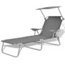Sun Lounger with Canopy Steel Grey Image 2