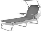 Sun Lounger with Canopy Steel Grey