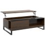 Side table with lift function, hidden storage compartment, walnut wood-effect, steel frame, 102 x 58 x 35.5 cm Image 2
