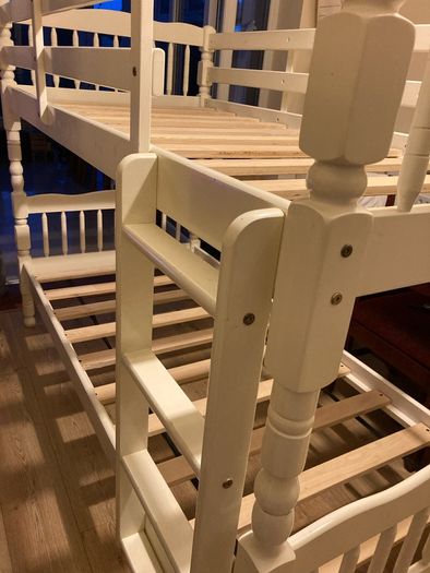 A beautiful White Bunk Bed. No Mattresses.