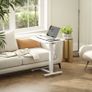 Height Adjustable Standing Desk, Pneumatic Sit Stand Desk for Laptop, Mobile Overbed Table with Wheels for Home Office, White Image 3