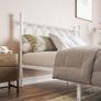 Double Metal Bed Frame 135 x 190 cm with Headboard and Footboard Heavy Duty Foundation,Metal Slat Support,White, Image 5