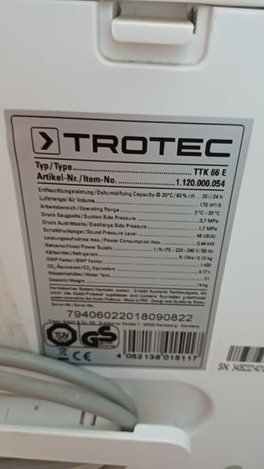 Trotec ttk 66 e dehumudifier
