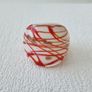 Lucite White Red Gold Statement Ring Image 2