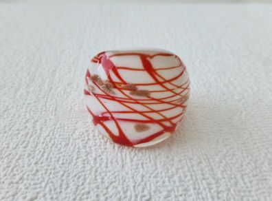 Lucite White Red Gold Statement Ring