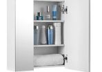 Mirror Cabinet, Bathroom Storage Cabinet with 3 Doors, for Bathroom, 60 x 15 x 55 cm with Adjustable Shelves, Modern White
