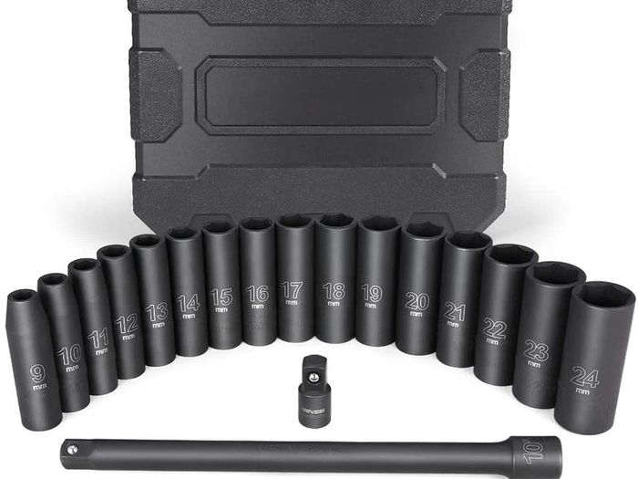20pcs 1/2" Drive Metric Impact Socket Set Universal Socket Metric Drive Deep Socket Wrench For Air Pneumatic Repair Tools