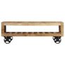 Coffee Table with Wheels Solid Mango Wood 110x50x37 cm Image 2