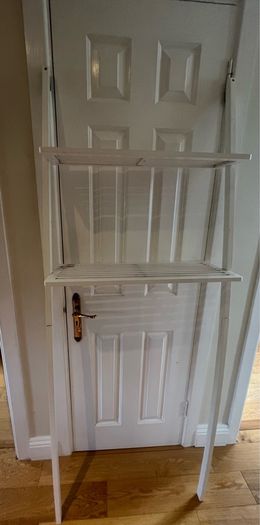 White wooden bathroom storage unit