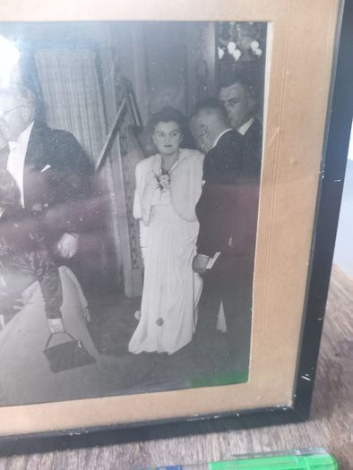 Vintage framed photo of lady kissing religious leader's ring, D18 post 10e
