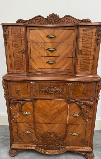 Ornate Wooden Tallboy, Highboy Storage Cabinet, 150cm