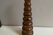 Vintage Amber Glass Vase With A Stacked Bubble Design