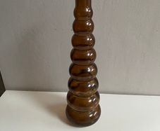 Vintage Amber Glass Vase With A Stacked Bubble Design