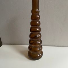 Vintage Amber Glass Vase With A Stacked Bubble Design