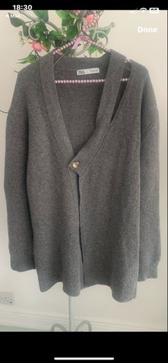 grey cardigan zara size large wool & cashmere