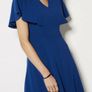 Karen Millen Cape Detail A-Line Dress Cobalt Blue Image 7