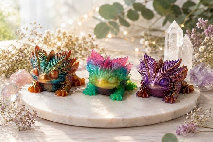 Handmade Iridescent Resin Dragon Figurine