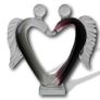 Handcrafted Glass Lovers Sculpture Angel Heart Design Image 2