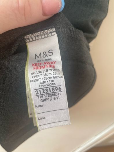 M&S grey pinafore (as new) age 7-8
