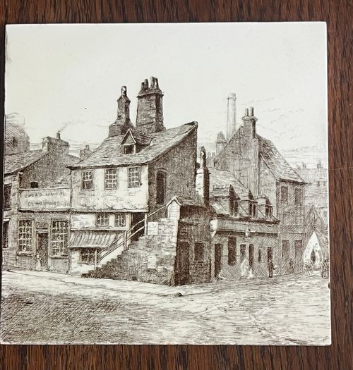 Set of 6 Antique Minton 'The Views' Victorian Tiles c.1885