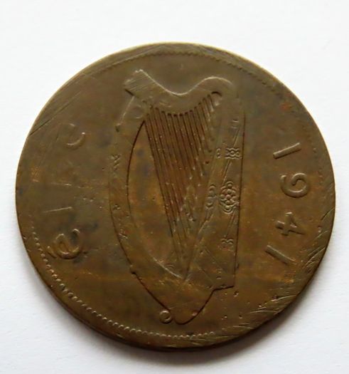 Exceptional Severe Irish error coin 1941 Penny