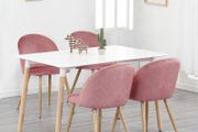 _A Set Of 4 Dining Chairs With Soft Velvet And Metal Feet Suitable for Kitchen Dining Room Living Room Lounge(Pink/Green/Blue))