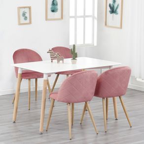 _A Set Of 4 Dining Chairs With Soft Velvet And Metal Feet Suitable for Kitchen Dining Room Living Room Lounge(Pink/Green/Blue))