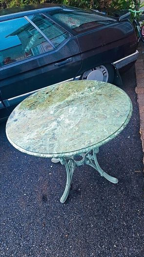 marble top cast iron table