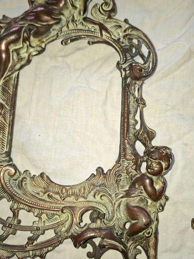 Beautiful Pair of Antique Art Nouveau Beatrice Bronzed Photo Frames Cherub Postage Available or Collection