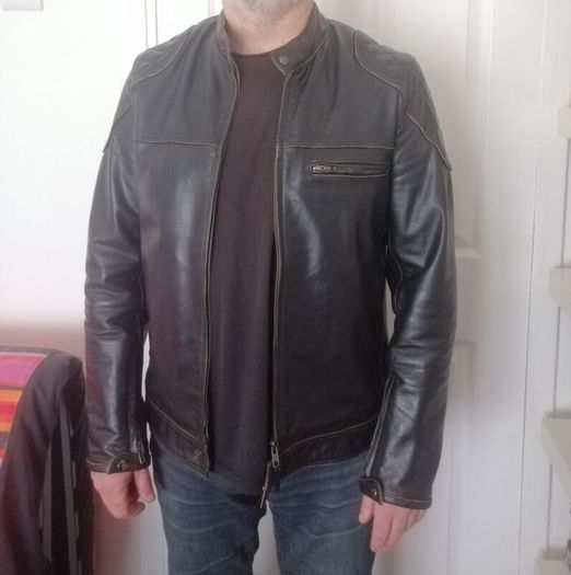 men's retro biker leather jacket