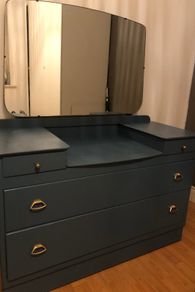 retro / mid century dressing table with 4 drawers and mirror.