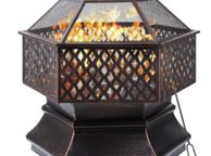main image for ad Outdoor Hexagonal 26'' Garden Grill Charcoal Brazier,Outdoor Fireproof Steel with Lattice Cover