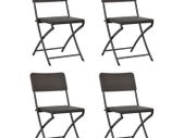 Folding Garden Chairs 4 pcs HDPE and Steel Brown