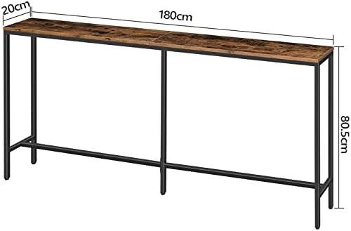 Console Table, 180 CM Narrow Long Sofa Table, Entryway Table, Industrial Sofa Table, Side Table, for Hallway, Living Room, Sturdy and Stable, Easy to Assemble, Rustic Brown