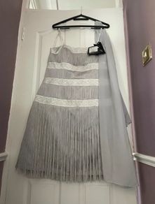 Stunning silver & gray wedding dress with shawl