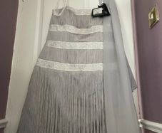 Stunning silver & gray wedding dress with shawl