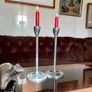 Mid Century Modern Pair Aluminium Tulip Taper Candlesticks Image 3