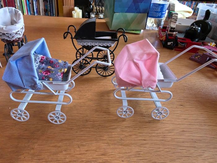 Prams for dolls house nursery