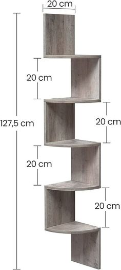 NEW SALE | Corner Shelf, Wall Shelf, 5 Tiers, Zigzag Floating Shelf, Bookcase for Kitchen, Bedroom, Living Room, Office, Rustic Brown