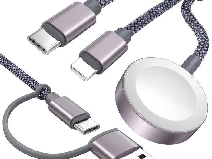 Upgraded Travel Essentials 3 in 2 USB C Charger for Apple Watch Multi Charger Cable Compatible with iWatch Ultra/SE/11/10/9/8/7/6/5/4/3/2/& iPhone 17-11/Galaxy Nintendo Switch -4FT