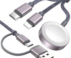 Upgraded Travel Essentials 3 in 2 USB C Charger for Apple Watch Multi Charger Cable Compatible with iWatch Ultra/SE/11/10/9/8/7/6/5/4/3/2/& iPhone 17-11/Galaxy Nintendo Switch -4FT