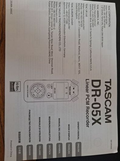 tascam recorder DR 05X