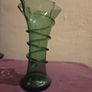 1970's Hand Blown Green Glass Vase Image 2