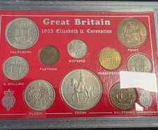 1953 Queen Elizabeth II Coronation Great Britain pre-decimal coin set