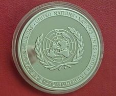 United nations, peacekeeping commerative coin.