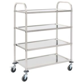 4-Tier Kitchen Trolley 107x55x125 cm Stainless Steel