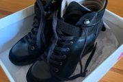 Black Wedge Amy Huberman Leather Boots