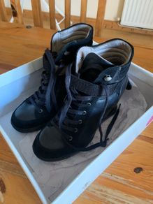 Black Wedge Amy Huberman Leather Boots